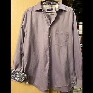 Men’s purple dress shirt with inside paisley
